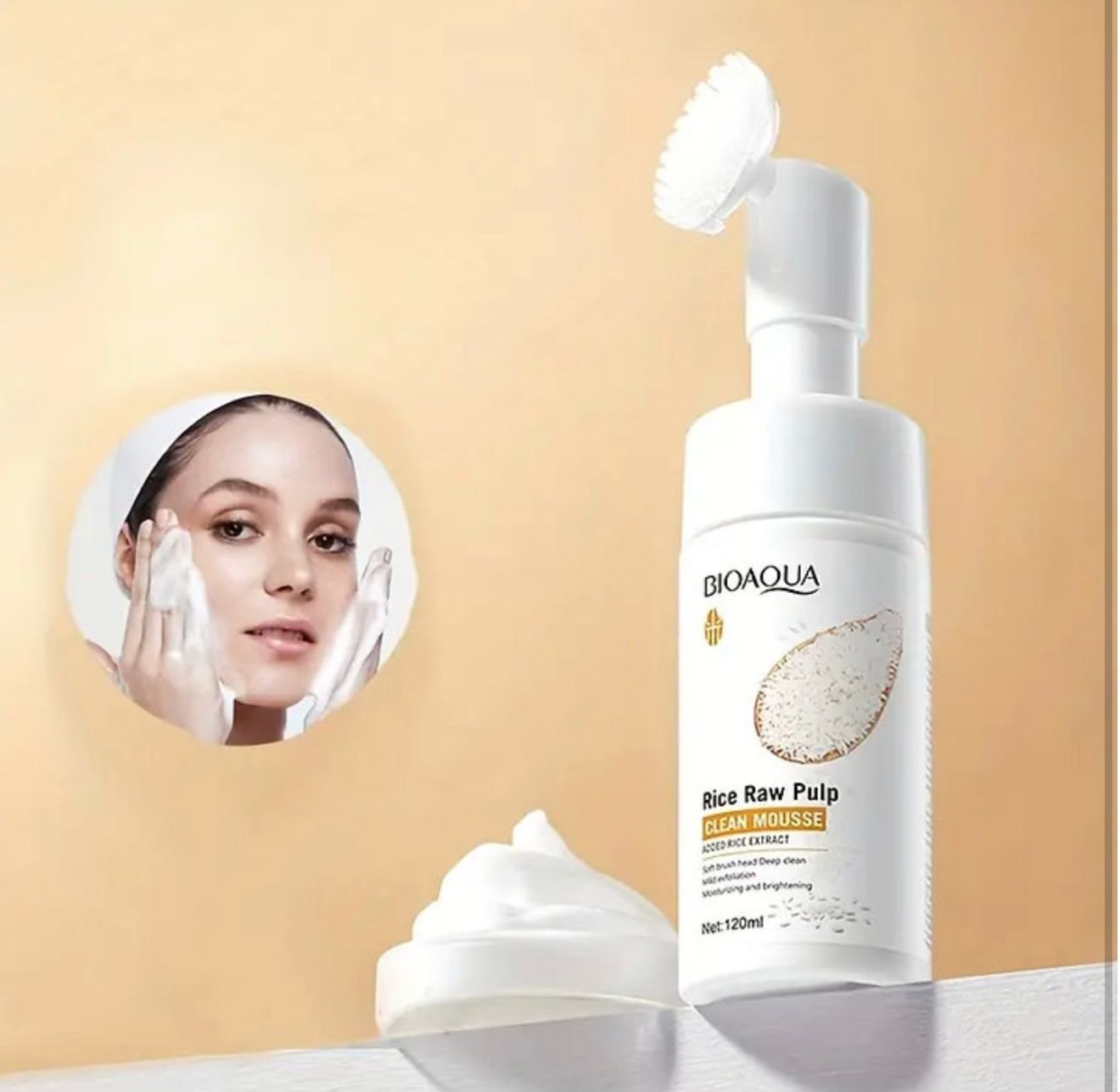 Espuma Limpiadora de Arroz BIOAQUA con Cepillo Aplicador