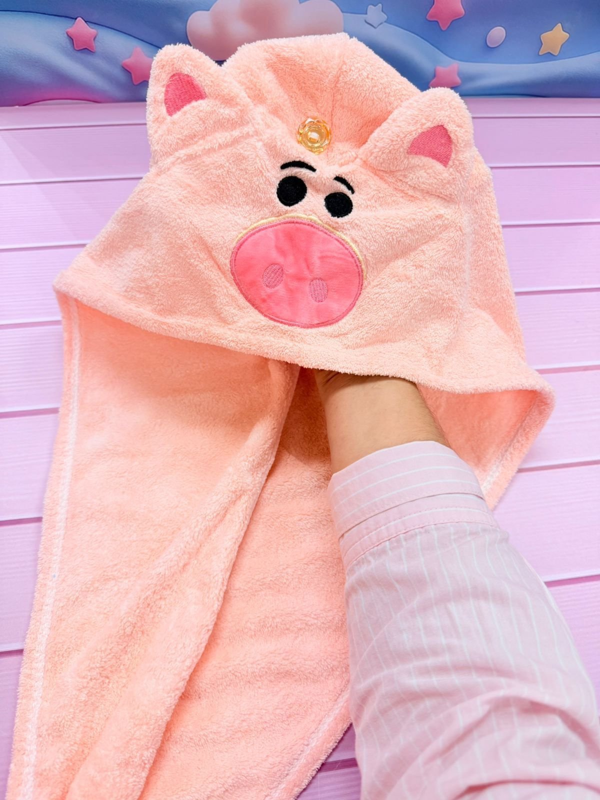 Toalla para el cabello cerdito